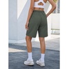 image:imageluvamia Hiking Shorts for Women Bermuda Knee Length Cargo Pull On Quick Dry Elastic Waist Sport 9 Inseam Long ShortsDeep Forest Green