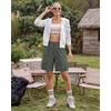 image:imageluvamia Hiking Shorts for Women Bermuda Knee Length Cargo Pull On Quick Dry Elastic Waist Sport 9 Inseam Long ShortsDeep Forest Green