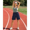 image:imageluvamia Hiking Shorts for Women Bermuda Knee Length Cargo Pull On Quick Dry Elastic Waist Sport 9 Inseam Long ShortsNavy Blue