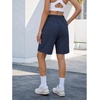 image:imageluvamia Hiking Shorts for Women Bermuda Knee Length Cargo Pull On Quick Dry Elastic Waist Sport 9 Inseam Long ShortsNavy Blue