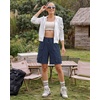 image:imageluvamia Hiking Shorts for Women Bermuda Knee Length Cargo Pull On Quick Dry Elastic Waist Sport 9 Inseam Long ShortsNavy Blue