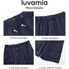 image:imageluvamia Hiking Shorts for Women Bermuda Knee Length Cargo Pull On Quick Dry Elastic Waist Sport 9 Inseam Long ShortsNavy Blue