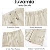 image:imageluvamia Hiking Shorts for Women Bermuda Knee Length Cargo Pull On Quick Dry Elastic Waist Sport 9 Inseam Long ShortsOatmeal