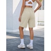 image:imageluvamia Hiking Shorts for Women Bermuda Knee Length Cargo Pull On Quick Dry Elastic Waist Sport 9 Inseam Long ShortsOatmeal