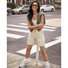 image:imageluvamia Hiking Shorts for Women Bermuda Knee Length Cargo Pull On Quick Dry Elastic Waist Sport 9 Inseam Long ShortsOatmeal