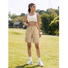image:imageluvamia Hiking Shorts for Women Bermuda Knee Length Cargo Pull On Quick Dry Elastic Waist Sport 9 Inseam Long ShortsSummer Tan