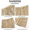 image:imageluvamia Hiking Shorts for Women Bermuda Knee Length Cargo Pull On Quick Dry Elastic Waist Sport 9 Inseam Long ShortsSummer Tan
