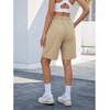 image:imageluvamia Hiking Shorts for Women Bermuda Knee Length Cargo Pull On Quick Dry Elastic Waist Sport 9 Inseam Long ShortsSummer Tan