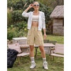image:imageluvamia Hiking Shorts for Women Bermuda Knee Length Cargo Pull On Quick Dry Elastic Waist Sport 9 Inseam Long ShortsSummer Tan