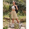 image:imageluvamia Hiking Shorts for Women Bermuda Knee Length Cargo Pull On Quick Dry Elastic Waist Sport 9 Inseam Long ShortsSummer Tan