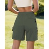 image:imageluvamia Hiking Shorts for Women Cargo Pull On Elastic Waist Lightweight Quick Dry Summer Sport Golf 7 Inch Inseam ShortsArmy Green
