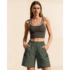 image:imageluvamia Hiking Shorts for Women Cargo Pull On Elastic Waist Lightweight Quick Dry Summer Sport Golf 7 Inch Inseam ShortsArmy Green