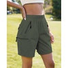 image:imageluvamia Hiking Shorts for Women Cargo Pull On Elastic Waist Lightweight Quick Dry Summer Sport Golf 7 Inch Inseam ShortsArmy Green