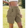 image:imageluvamia Hiking Shorts for Women Cargo Pull On Elastic Waist Lightweight Quick Dry Summer Sport Golf 7 Inch Inseam ShortsDark Khaki