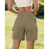 image:imageluvamia Hiking Shorts for Women Cargo Pull On Elastic Waist Lightweight Quick Dry Summer Sport Golf 7 Inch Inseam ShortsDark Khaki