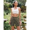 image:imageluvamia Hiking Shorts for Women Elastic Waist Pull On Quick Dry Zipper Pockets Lightweight Camping 5 Inseam Cargo ShortsArmy Green
