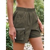 image:imageluvamia Hiking Shorts for Women Elastic Waist Pull On Quick Dry Zipper Pockets Lightweight Camping 5 Inseam Cargo ShortsArmy Green