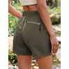 image:imageluvamia Hiking Shorts for Women Elastic Waist Pull On Quick Dry Zipper Pockets Lightweight Camping 5 Inseam Cargo ShortsArmy Green