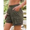 image:imageluvamia Hiking Shorts for Women Elastic Waist Pull On Quick Dry Zipper Pockets Lightweight Camping 5 Inseam Cargo ShortsArmy Green