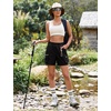 image:imageluvamia Hiking Shorts for Women Elastic Waist Pull On Quick Dry Zipper Pockets Lightweight Camping 5 Inseam Cargo ShortsBlack