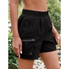 image:imageluvamia Hiking Shorts for Women Elastic Waist Pull On Quick Dry Zipper Pockets Lightweight Camping 5 Inseam Cargo ShortsBlack