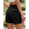 image:imageluvamia Hiking Shorts for Women Elastic Waist Pull On Quick Dry Zipper Pockets Lightweight Camping 5 Inseam Cargo ShortsBlack