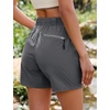 image:imageluvamia Hiking Shorts for Women Elastic Waist Pull On Quick Dry Zipper Pockets Lightweight Camping 5 Inseam Cargo ShortsDark Gray