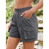 image:imageluvamia Hiking Shorts for Women Elastic Waist Pull On Quick Dry Zipper Pockets Lightweight Camping 5 Inseam Cargo ShortsDark Gray