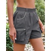 image:imageluvamia Hiking Shorts for Women Elastic Waist Pull On Quick Dry Zipper Pockets Lightweight Camping 5 Inseam Cargo ShortsDark Gray