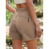image:imageluvamia Hiking Shorts for Women Elastic Waist Pull On Quick Dry Zipper Pockets Lightweight Camping 5 Inseam Cargo ShortsKhaki