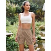 image:imageluvamia Hiking Shorts for Women Elastic Waist Pull On Quick Dry Zipper Pockets Lightweight Camping 5 Inseam Cargo ShortsKhaki