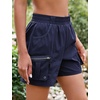 image:imageluvamia Hiking Shorts for Women Elastic Waist Pull On Quick Dry Zipper Pockets Lightweight Camping 5 Inseam Cargo ShortsNavy Blue
