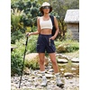 image:imageluvamia Hiking Shorts for Women Elastic Waist Pull On Quick Dry Zipper Pockets Lightweight Camping 5 Inseam Cargo ShortsNavy Blue