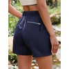 image:imageluvamia Hiking Shorts for Women Elastic Waist Pull On Quick Dry Zipper Pockets Lightweight Camping 5 Inseam Cargo ShortsNavy Blue