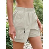 image:imageluvamia Hiking Shorts for Women Elastic Waist Pull On Quick Dry Zipper Pockets Lightweight Camping 5 Inseam Cargo ShortsTurtledove