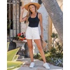 image:imageluvamia Jean Shorts Womens Summer High Waisted Stretchy Denim Shorts Casual Distressed Ripped Fold Hem Jorts with PocketCream White