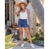 image:imageluvamia Jean Shorts Womens Summer High Waisted Stretchy Denim Shorts Casual Distressed Ripped Fold Hem Jorts with PocketDarkness Blue