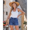 image:imageluvamia Jean Shorts Womens Summer High Waisted Stretchy Denim Shorts Casual Distressed Ripped Fold Hem Jorts with PocketDarkness Blue