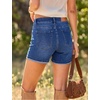 image:imageluvamia Jean Shorts Womens Summer High Waisted Stretchy Denim Shorts Casual Distressed Ripped Fold Hem Jorts with PocketDarkness Blue