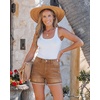 image:imageluvamia Jean Shorts Womens Summer High Waisted Stretchy Denim Shorts Casual Distressed Ripped Fold Hem Jorts with PocketGolden Brown