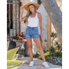 image:imageluvamia Jean Shorts Womens Summer High Waisted Stretchy Denim Shorts Casual Distressed Ripped Fold Hem Jorts with PocketMedium Blue