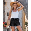 image:imageluvamia Jean Shorts Womens Summer High Waisted Stretchy Denim Shorts Casual Distressed Ripped Fold Hem Jorts with PocketWashed Black