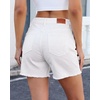 image:imageluvamia Jean Shorts Womens Summer Mid Rise Stretchy Ripped Denim Shorts Casual Mid Thigh Cut Off Jorts with PocketsCream White