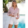 image:imageluvamia Jean Shorts Womens Summer Mid Rise Stretchy Ripped Denim Shorts Casual Mid Thigh Cut Off Jorts with PocketsCream White
