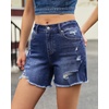 image:imageluvamia Jean Shorts Womens Summer Mid Rise Stretchy Ripped Denim Shorts Casual Mid Thigh Cut Off Jorts with PocketsDarkness Blue