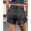 image:imageluvamia Jean Shorts Womens Summer Mid Rise Stretchy Ripped Denim Shorts Casual Mid Thigh Cut Off Jorts with PocketsWashed Black
