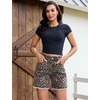 image:imageluvamia Jean Shorts for Women Trendy High Rise Mid Thigh Cheetah Leopard Print Raw Hem Stretch Denim Casual Summer JortsBleached Brown Leopard