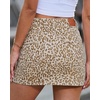 image:imageluvamia Skorts for Woman Leopard Cheetah Print Mini Skirt with Shorts High Waisted Trendy Cute Stretchy Side Slit SkortBeige Cheetah