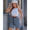 image:imageluvamia Summer Hiking Shorts for Women Casual Cargo High Waisted Water Resistant 7 Inch Inseam Shorts with PocketsBlue Gray