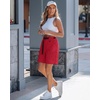 image:imageluvamia Summer Hiking Shorts for Women Casual Cargo High Waisted Water Resistant 7 Inch Inseam Shorts with PocketsRed